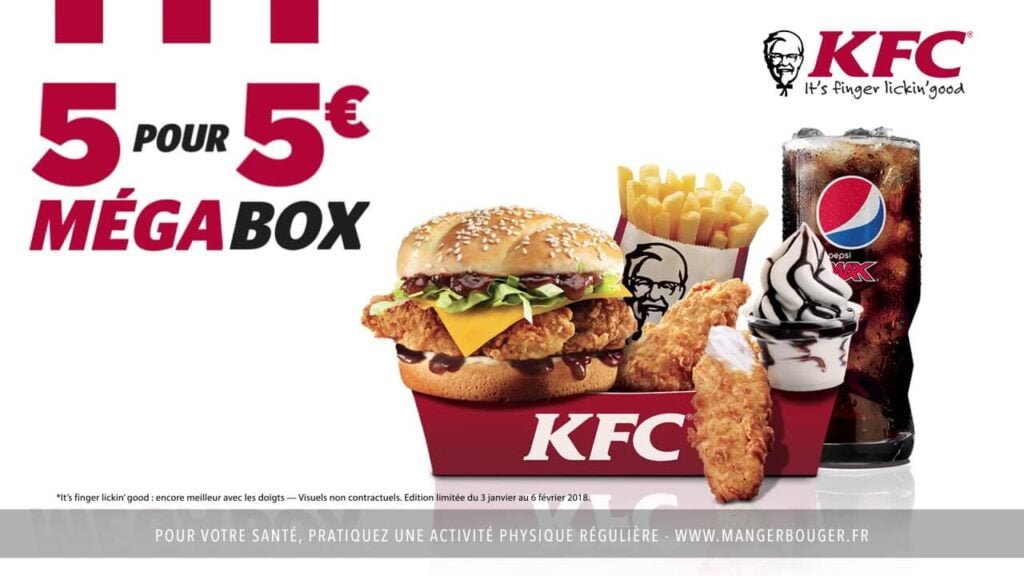 KFC MEGA BOX : 5 PRODUITS = 5€