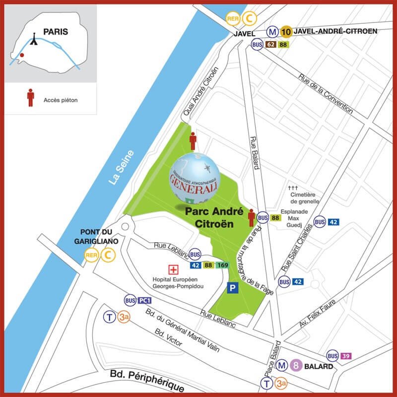 巴黎观光大气球（Ballon Generali）交通地图